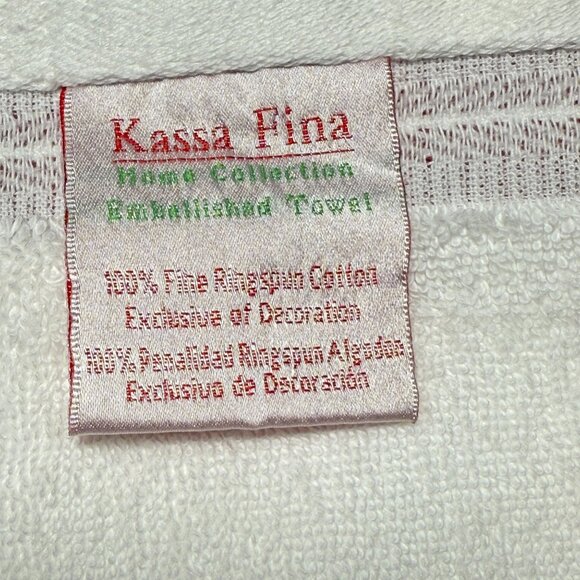 Kassa Fina Holiday Hand Towels Set Of 2 Embroidered Happy Holidays Design Vtg - Picture 4 of 7